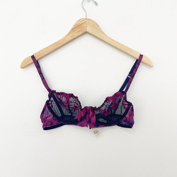 Audabe Other - Audabe Paris Purple Bowtie Lace Lingerie Bra Size 36B